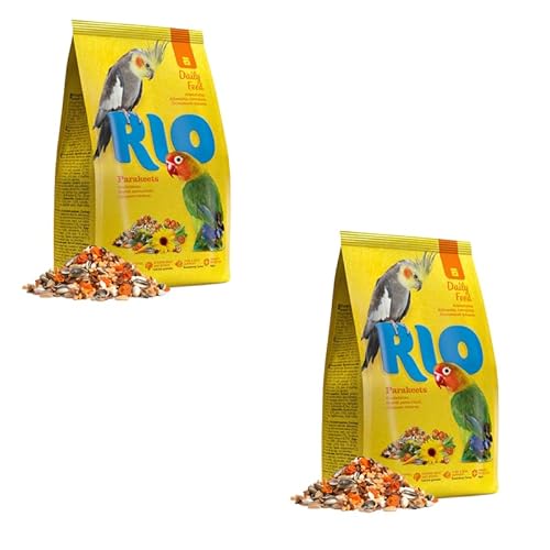 RIO Alleinfutter für Großsittiche | Doppelpack | 2 x 500 g | Speziell zusammengesetzte Mischung von ausgesuchten, gesunden und beliebten Saaten und Getreidearten | Mit Vogelbeeren von RIO