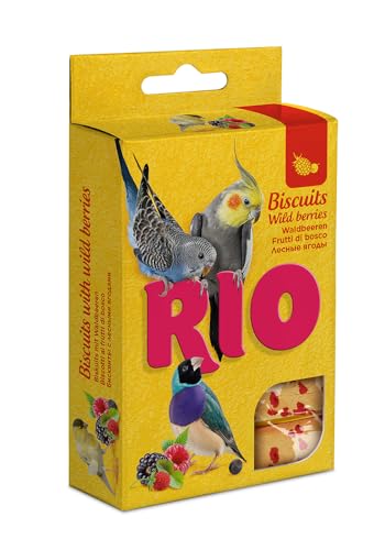 RIO Biskuits mit Waldbeeren | 150 g | Ergänzungsfuttermittel für Ziervögel | Leckerbissen für viel Abwechslung | Mit Eiern und Getreide | Für mausernde und brütende Vögel geeignet von RIO