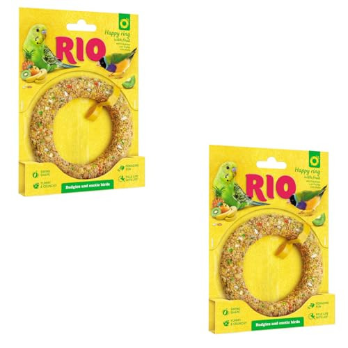 RIO Happy Ring für Wellensittiche und exotische Vögel | Doppelpack | 2 x 80 g | Ergänzungsfuttermittel Snack | Zur Beschäftigung und zur Förderung des natürlichen Verhaltens von RIO