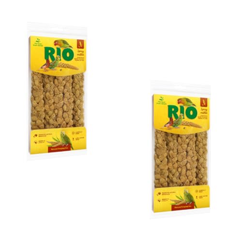 RIO Kolbenhirse Spray Millet | Doppelpack | 2 x 100 g | Ergänzungsfutter für Sittiche, Kanarien, Bronzemännchen und andere Arten von Heimvögeln | Ideal zum Spielen und Training von RIO