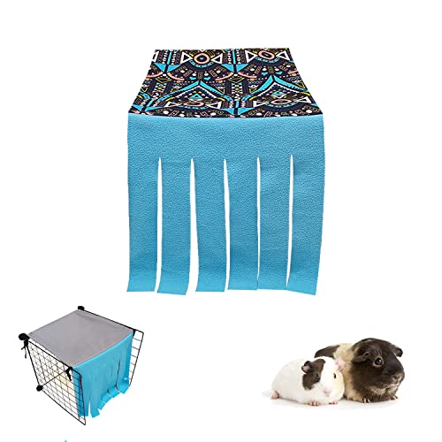 RIOUSSI Guinea Pig Hideout Hideaway Corner Fleece Toys Cage Accessories with Reversible Sides, Geo/Gray+Blue, 14"x14"x14" von RIOUSSI