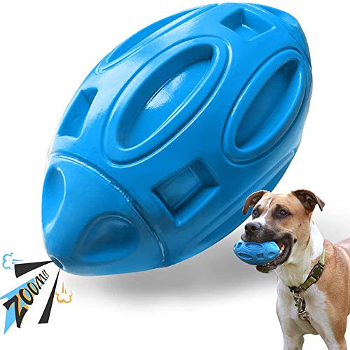 Quietschendes Rugby-Kauspielzeug für Hunde, Ball Kauspielzeug für aggressive Kauer, bissfestes Gummi-Haustierspielzeug mit Quietschelement, für mittelgroße und große Hunderassen von RISF