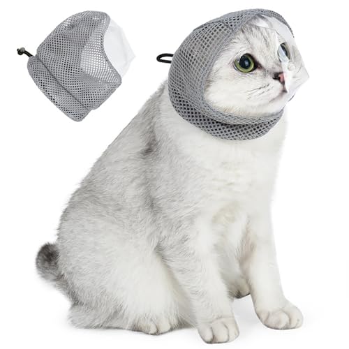 Katzenmaulkorb,Anti-Biss-Katzenmaske,Katzenkopf-Blase für Fellpflege,Katzenmundschutz,Katzenhelm,Katzenkopfschutz,Katzenhaube,Katzenfesseln für Behandlung,Genesung,Kratzen und Beißen verhindern (m) von RIVDEE