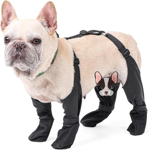 Hundetaschenstiefel, Hundepfotenschutz mit Schultergurt, schmutzabweisende, verstellbare Hundesockenschuhe mit Gummisohle for kleine bis mittelgroße Hunde (Size : L) von RIXANT