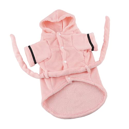 Haustier Saugfähig Bademantel Plüsch Warmer Welpe Kapuzenpyjama mit Bund, Schnappknopf -Design, Kleine Hunde Nachtwäschekleidung Zum Baden (XL) von RIZGHWOY
