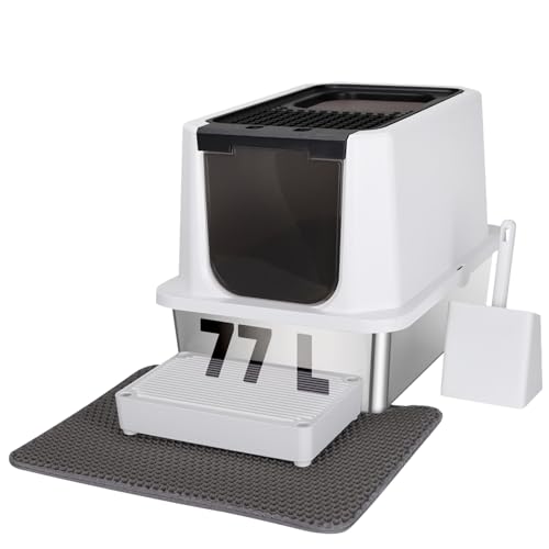 RIZZARI Große Katzentoilette aus Edelstahl, geschlossene Katzentoilette mit Katzentoilette, extra große Katzentoilette für mittelgroße bis große Katzen, Schwarz, 60,5 cm L x 40,4 cm B x 40,9 cm H RIZZARI Große Katzentoilette aus Edelstahl, geschlossene Katzentoilette mit Katzentoilette, extra große Katzentoilette für mittelgroße bis große Katzen, Schwarz, 60,5 cm L x 40,4 cm B x 40,9 cm H von RIZZARI