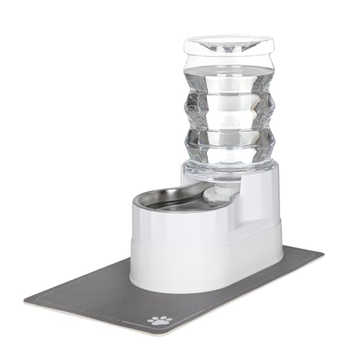 RIZZARI Pet Waterer Schwerkraftspender: Weißer 7L erhöhter Futternapf – Edelstahl Anti-Leck-Design – für Katzen / Hunde Reisen von RIZZARI