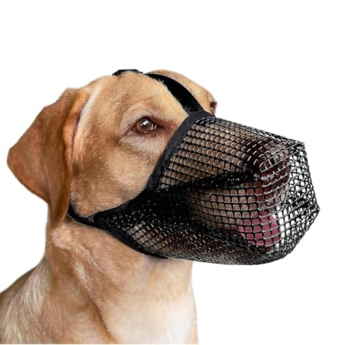 Maulkorb für Hunde, Netzstoff, weicher Maulkorb für kleine, mittelgroße und große Hunde, atmungsaktiv, reflektierend, verstellbar, Welpenmaulkörbe mit Halsband für kleine, mittelgroße und große Hunde, von RJFUJP