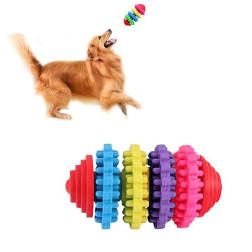 RJSQAQE Colorful Gear Haustier-Spielzeug, TPR-Gummi, für Hunde, Welpen, beißfest, Backenzähne, Quietschen, Kratzen, Kauspielzeug, Hundezähne, Gesundheit, Bissspielzeug, buntes Getriebe, drehbares von RJSQAQE