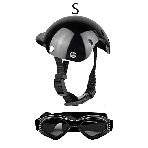 RJSQAQE Haustier-Helm für Hunde, Motorradhelm mit Sonnenbrille, Hundekopf, Hut, Haustierspielzeug, Zubehör für Haustiere von RJSQAQE