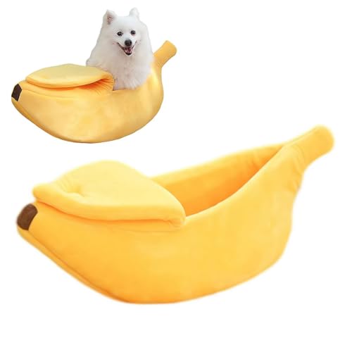 RJSQAQE Kreatives Katzennest in Bananenform, warmes, weiches Hundebett, flauschige Bananenform, Katzennest für Haustierbedarf, selbstwärmendes Winterbett, Haustierzubehör für Welpen, Kätzchen (Gelb, RJSQAQE Kreatives Katzennest in Bananenform, warmes, weiches Hundebett, flauschige Bananenform, Katzennest für Haustierbedarf, selbstwärmendes Winterbett, Haustierzubehör für Welpen, Kätzchen (Gelb, von RJSQAQE