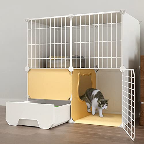 Abnehmbare DIY-Katzengehege für den Innenbereich + Frettchenkäfig für Lebewesen, zusammengebauter Laufstall für Kätzchen mit Katzentoilette und Laufstall, große Katzenkäfige für den Innenber Abnehmbare DIY-Katzengehege für den Innenbereich + Frettchenkäfig für Lebewesen, zusammengebauter Laufstall für Kätzchen mit Katzentoilette und Laufstall, große Katzenkäfige für den Innenber von RKJDMSWJ