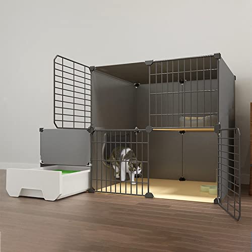 Abnehmbare DIY-Katzengehege für den Innenbereich + Frettchenkäfig für Lebewesen, zusammengebauter Laufstall für Kätzchen mit Katzentoilette und Laufstall, große Katzenkäfige für den Innenber Abnehmbare DIY-Katzengehege für den Innenbereich + Frettchenkäfig für Lebewesen, zusammengebauter Laufstall für Kätzchen mit Katzentoilette und Laufstall, große Katzenkäfige für den Innenber von RKJDMSWJ