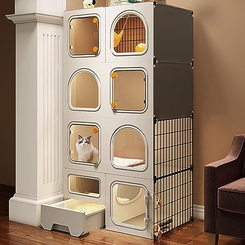 Große Katzenhütten für Hauskatzen mit Katzentoilette, DIY Kleintier-Haustier-Laufstall mit Tür, Kaninchen-, Meerschweinchenkäfige, Welpen-, Kätzchen-Laufstall, Innen- und Außenhofzaun (Größe Große Katzenhütten für Hauskatzen mit Katzentoilette, DIY Kleintier-Haustier-Laufstall mit Tür, Kaninchen-, Meerschweinchenkäfige, Welpen-, Kätzchen-Laufstall, Innen- und Außenhofzaun (Größe von RKJDMSWJ