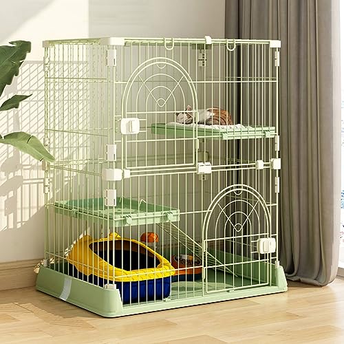 Große Katzenkiste mit Katzentoilette, Hamster-Laufstall mit Deckel, Kleintier-Laufstall für den Innenbereich, für Frettchen/Chinchilla/Bartagamen/Ratten/Kätzchen (Farbe: Grün, Größe: 3 Schic von RKJDMSWJ