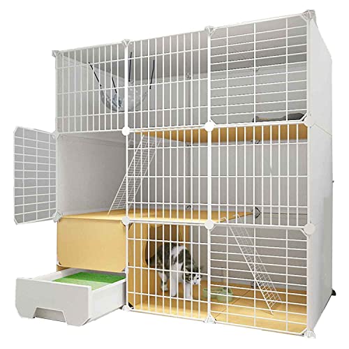 Haustier-Laufstall für Katzen, Katzenvilla für den Innenbereich mit geschlossener Katzentoilette, Katzenkäfig, ultrabreite Plattform, einfach zu montieren/Weiß/B Haustier-Laufstall für Katzen, Katzenvilla für den Innenbereich mit geschlossener Katzentoilette, Katzenkäfig, ultrabreite Plattform, einfach zu montieren/Weiß/B von RKJDMSWJ