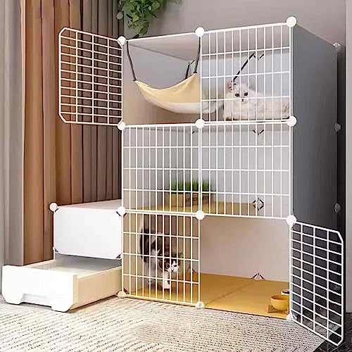 Kätzchen-Laufstall, doppelschichtige, gewichtete Plattform, einfache Montage der Katzentoilette/B/111 * 49 * 109 cm Kätzchen-Laufstall, doppelschichtige, gewichtete Plattform, einfache Montage der Katzentoilette/B/111 * 49 * 109 cm von RKJDMSWJ