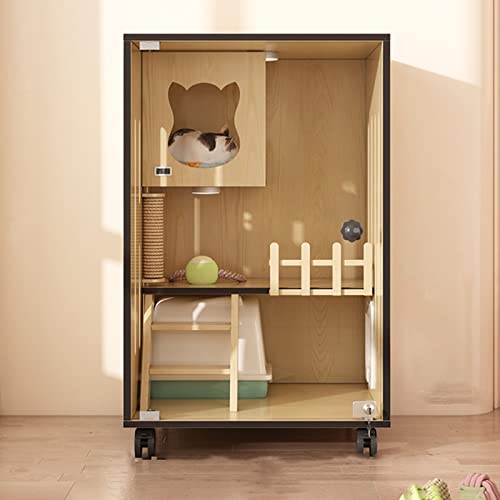 Katzengehege aus Holz für den Innenbereich, großes Katzenhaus aus Holz für den Innen- und Außenbereich, geschlossene Katzenkäfige mit Mehreren Funktionen, Fluchttüren und Rollen, geeignet fü Katzengehege aus Holz für den Innenbereich, großes Katzenhaus aus Holz für den Innen- und Außenbereich, geschlossene Katzenkäfige mit Mehreren Funktionen, Fluchttüren und Rollen, geeignet fü von RKJDMSWJ