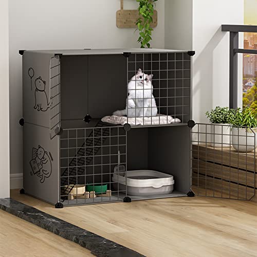 Katzengehege für den Innenbereich, DIY-Laufstall für Haustiere, großer, Abnehmbarer Katzenkäfig, Laufstall aus Metall, Katzenhütte, erweiterbar, geeignet für 1–3 Katzen (Größe: 29,5 L x 15,3 Katzengehege für den Innenbereich, DIY-Laufstall für Haustiere, großer, Abnehmbarer Katzenkäfig, Laufstall aus Metall, Katzenhütte, erweiterbar, geeignet für 1–3 Katzen (Größe: 29,5 L x 15,3 von RKJDMSWJ