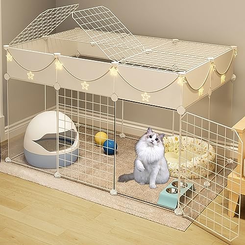 Katzenhütten für Hauskatzen, Kätzchenkäfig, DIY Haustier-Laufstall, Metallhütte für 1–2 Katzen, Frettchen, Chinchilla, Kaninchen, kleine Tiere, Kätzchen, Eichhörnchen, Wohnmobil-Reisen, Camp von RKJDMSWJ