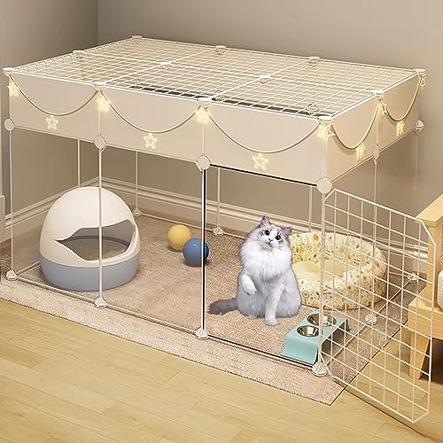 Katzenhütten für Hauskatzen, Kätzchenkäfig, DIY Haustier-Laufstall, Metallhütte für 1–2 Katzen, Frettchen, Chinchilla, Kaninchen, kleine Tiere, Kätzchen, Eichhörnchen, Wohnmobil-Reisen, Camp von RKJDMSWJ