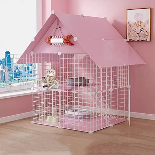 Katzenkäfig-Ecke, große 2-stöckige Katzenhütten, Haustier-Laufstall für den Innenbereich, DIY-Katzenlaufstall für Kleintiere, abnehmbare Metalldrahthütten, Kätzchenkäfig, Übungsort, ideal fü Katzenkäfig-Ecke, große 2-stöckige Katzenhütten, Haustier-Laufstall für den Innenbereich, DIY-Katzenlaufstall für Kleintiere, abnehmbare Metalldrahthütten, Kätzchenkäfig, Übungsort, ideal fü von RKJDMSWJ