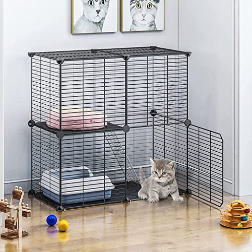 Katzenkäfig für den Innenbereich, Katzenhäuser für Hauskatzen, Haustier-Laufstall, Abnehmbarer 2-stufiger und 3-stufiger Metall-Kleintierkäfig, DIY-Design, Kätzchen-Laufstall, Zwinger für kl Katzenkäfig für den Innenbereich, Katzenhäuser für Hauskatzen, Haustier-Laufstall, Abnehmbarer 2-stufiger und 3-stufiger Metall-Kleintierkäfig, DIY-Design, Kätzchen-Laufstall, Zwinger für kl von RKJDMSWJ
