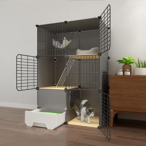 Katzenkäfig für den Innenbereich mit Katzentoilette, Haustier-Laufstall, 3-stöckiger Katzenkäfig, großes DIY-Katzengehege, Haustierkäfige für Katzen, Haustier-Trainingsstall für drinnen und Katzenkäfig für den Innenbereich mit Katzentoilette, Haustier-Laufstall, 3-stöckiger Katzenkäfig, großes DIY-Katzengehege, Haustierkäfige für Katzen, Haustier-Trainingsstall für drinnen und von RKJDMSWJ