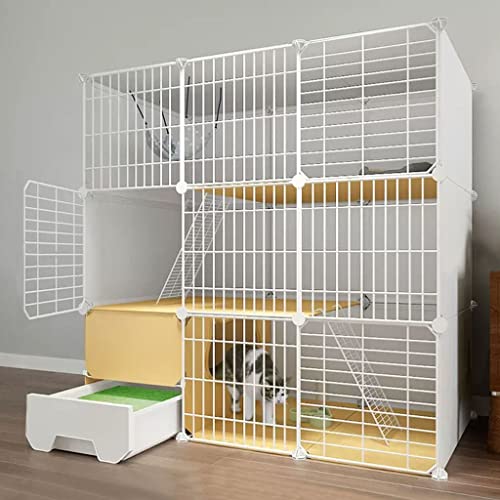 Katzenkäfig für den Innenbereich mit Katzentoilette, Haustier-Laufstall, 3-stöckiger Katzenkäfig, großes DIY-Katzengehege, Haustierkäfige für Katzen, Haustier-Trainingsstall für drinnen und Katzenkäfig für den Innenbereich mit Katzentoilette, Haustier-Laufstall, 3-stöckiger Katzenkäfig, großes DIY-Katzengehege, Haustierkäfige für Katzen, Haustier-Trainingsstall für drinnen und von RKJDMSWJ