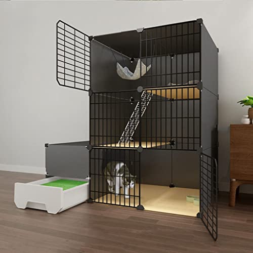 Katzenkäfig für den Innenbereich mit Katzentoilette, Laufstall für Haustiere, 3-stöckiger Katzenkäfig, großes DIY-Katzengehege, Haustierkäfige für Katzen, Haustier-Trainingsstall für drinnen Katzenkäfig für den Innenbereich mit Katzentoilette, Laufstall für Haustiere, 3-stöckiger Katzenkäfig, großes DIY-Katzengehege, Haustierkäfige für Katzen, Haustier-Trainingsstall für drinnen von RKJDMSWJ