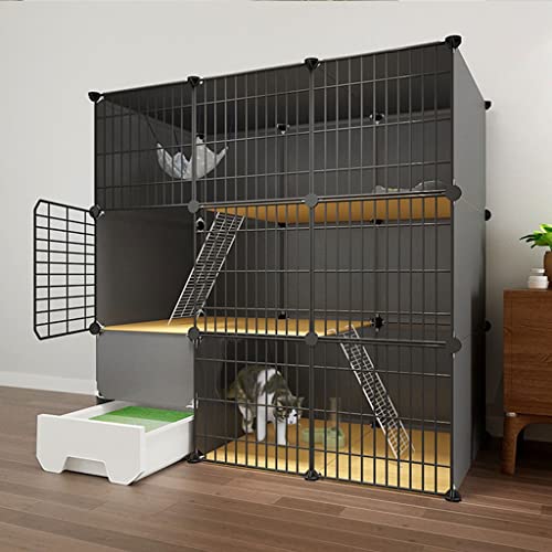 Katzenkäfig für den Innenbereich mit Katzentoilette, Laufstall für Haustiere, 3-stöckiger Katzenkäfig, großes DIY-Katzengehege, Haustierkäfige für Katzen, Haustier-Trainingsstall für drinnen Katzenkäfig für den Innenbereich mit Katzentoilette, Laufstall für Haustiere, 3-stöckiger Katzenkäfig, großes DIY-Katzengehege, Haustierkäfige für Katzen, Haustier-Trainingsstall für drinnen von RKJDMSWJ