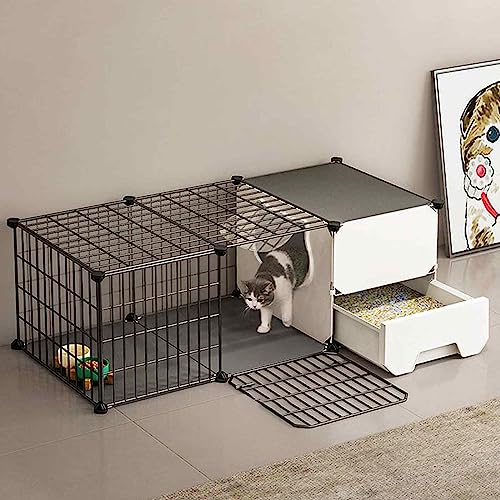 Katzenkäfig mit Katzentoilette, Katzenspielgehege für den Innenbereich, Katzenstreugehege, Metall und ABS-Kunststoff, geruchshemmend, leicht zu reinigen, einfach zu montieren Katzenkäfig mit Katzentoilette, Katzenspielgehege für den Innenbereich, Katzenstreugehege, Metall und ABS-Kunststoff, geruchshemmend, leicht zu reinigen, einfach zu montieren von RKJDMSWJ