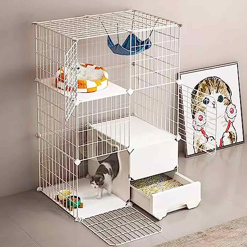 Katzenkäfig mit Katzentoilette, Katzenspielgehege für den Innenbereich, Katzenstreugehege, Metall und ABS-Kunststoff, geruchshemmend, leicht zu reinigen, einfach zu montieren Katzenkäfig mit Katzentoilette, Katzenspielgehege für den Innenbereich, Katzenstreugehege, Metall und ABS-Kunststoff, geruchshemmend, leicht zu reinigen, einfach zu montieren von RKJDMSWJ