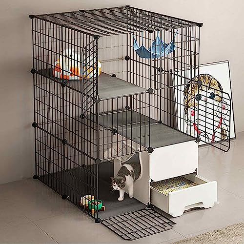 Katzenkäfig mit Katzentoilette, Katzenspielgehege für den Innenbereich, Katzenstreugehege, Metall und ABS-Kunststoff, geruchshemmend, leicht zu reinigen, einfach zu montieren Katzenkäfig mit Katzentoilette, Katzenspielgehege für den Innenbereich, Katzenstreugehege, Metall und ABS-Kunststoff, geruchshemmend, leicht zu reinigen, einfach zu montieren von RKJDMSWJ