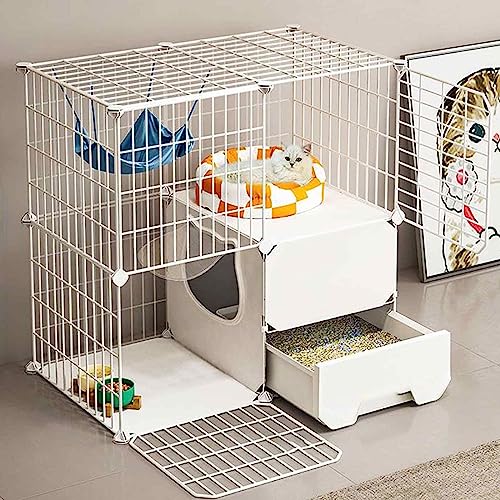 Katzenkäfig mit Katzentoilette, Katzenspielställe, Katzenstreugehege, Metall und ABS-Kunststoff, leicht zu reinigen, leicht zu montieren/72 * 37 * 72 cm Katzenkäfig mit Katzentoilette, Katzenspielställe, Katzenstreugehege, Metall und ABS-Kunststoff, leicht zu reinigen, leicht zu montieren/72 * 37 * 72 cm von RKJDMSWJ