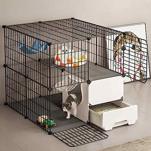 Katzenkäfig mit Katzentoilette, Katzenspielställe, Katzenstreugehege, Metall und ABS-Kunststoff, leicht zu reinigen, leicht zu montieren/72 * 72 * 72 cm Katzenkäfig mit Katzentoilette, Katzenspielställe, Katzenstreugehege, Metall und ABS-Kunststoff, leicht zu reinigen, leicht zu montieren/72 * 72 * 72 cm von RKJDMSWJ