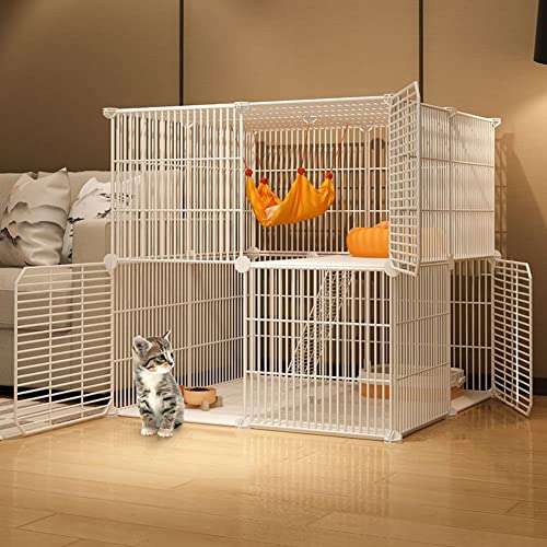 Katzenkäfige, Indoor-Katzenlaufstall, Metalldraht-Katzenkäfig, Abnehmbarer, extra großer Katzenlaufstall für Abbit, Frettchen und kleine Tiere (Größe: 75 x 75 x 73 cm) von RKJDMSWJ