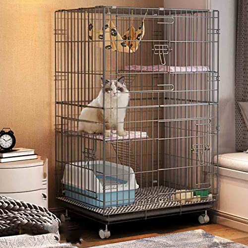 Katzenkäfige für 2/3 Katzen, Laufstall für Hunde, Haustier-Laufstall für Meerschweinchen/Frettchen/C/60 * 42 * 96 cm von RKJDMSWJ