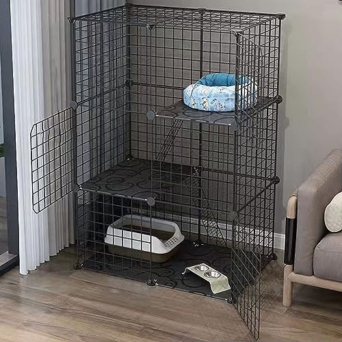 Katzenkäfige für Katzenmöbel im Innenbereich, Villa aus Metalldrahtgeflecht für Meerschweinchenkäfige, Kleintierhaus für Frettchen, Chinchillas, Igel, mehrschichtiger großer Raum (Farbe: Sch Katzenkäfige für Katzenmöbel im Innenbereich, Villa aus Metalldrahtgeflecht für Meerschweinchenkäfige, Kleintierhaus für Frettchen, Chinchillas, Igel, mehrschichtiger großer Raum (Farbe: Sch von RKJDMSWJ
