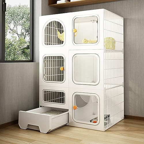 Katzenkisten für den Innenbereich, große Größe mit Katzentoilette, langlebiges und atmungsaktives PP-Material für 1 bis 2 Katzen, Catio Außengehege (Farbe: Weiß, Katzenkisten für den Innenbereich, große Größe mit Katzentoilette, langlebiges und atmungsaktives PP-Material für 1 bis 2 Katzen, Catio Außengehege (Farbe: Weiß, von RKJDMSWJ