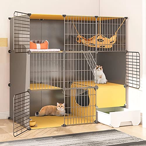 Katzenlaufstall, Katzenkäfig für den Innenbereich mit Katzentoilette, 3-stöckiger Katzenkäfig, großes DIY-Katzengehege, Haustierkäfige für Katzen, Haustierlaufstall, DIY-Katzenkäfig, Laufsta Katzenlaufstall, Katzenkäfig für den Innenbereich mit Katzentoilette, 3-stöckiger Katzenkäfig, großes DIY-Katzengehege, Haustierkäfige für Katzen, Haustierlaufstall, DIY-Katzenkäfig, Laufsta von RKJDMSWJ
