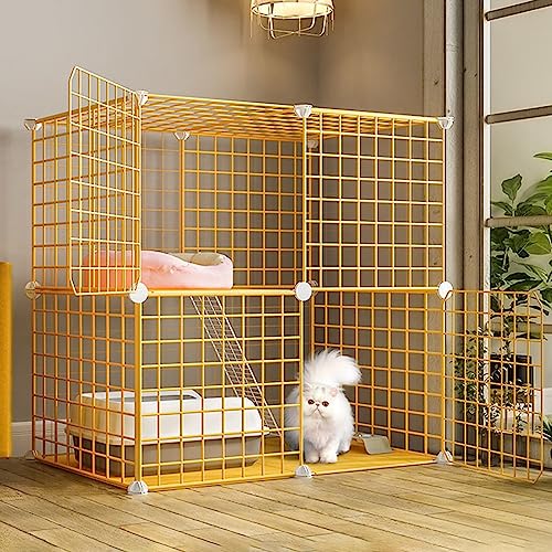 Katzenlaufstall DIY Haustierkätzchenkäfig für Hauskatzen, abnehmbare Katzengehege Katzenvilla für 1-2 Katzen Großer Übungsort (Größe: 27,5" LX 15,3" BX 27,5" H) von RKJDMSWJ