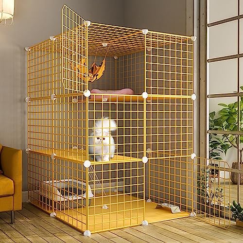 Katzenlaufstall DIY Haustierkätzchenkäfig für Hauskatzen, abnehmbare Katzengehege Katzenvilla für 1-2 Katzen Großer Übungsort (Größe: 29,5" LX 29,5" WX 42,9" H) von RKJDMSWJ