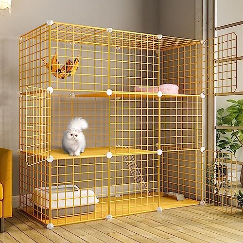 Katzenlaufstall DIY Haustierkätzchenkäfig für Hauskatzen, abnehmbare Katzengehege Katzenvilla für 1-2 Katzen Großer Übungsort (Größe: 43,7" LX 15,3" WX 42,9" H) von RKJDMSWJ