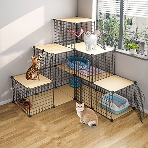 Katzenlaufstall – Frettchenkäfig, Katzengehege, Metalldrahtgitter, Aufbewahrung, Lagerkästen, Regale, modulares Bücherregal, Schrank, ideal für Zuhause, Wohnzimmer, Büro von RKJDMSWJ