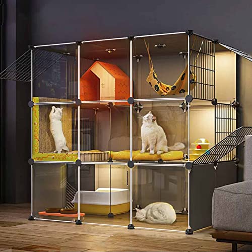 Katzentransportbox, Tierlaufstall, PVC-transparentes Design, die Seite ist getrennt, der Boden ist verstärkt und tragfähig/C/110 * 75 * 109 cm-B von RKJDMSWJ