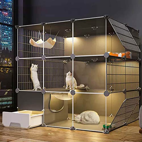 Katzentransportbox, Tierlaufstall, PVC-transparentes Design, die Seite ist getrennt, der Boden ist verstärkt und tragfähig/C/111 * 95 * 109 cm von RKJDMSWJ