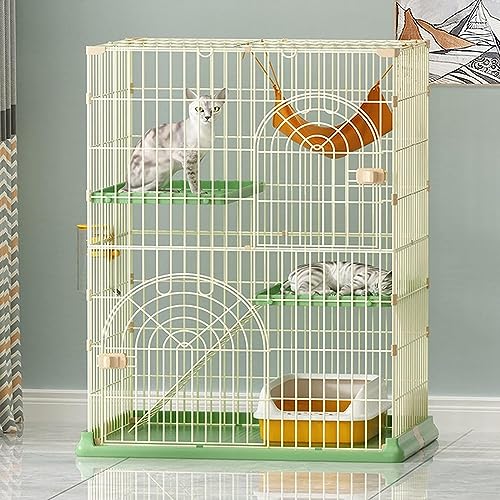 Kleintier-Laufgehege für Katzen im Freien – Katzenkäfig auf 3 Etagen – Katzenkäfig, Laufstall, Box, Hundehütte – 76 x 51 x 90 cm, grün (Größe: 76 x 51 x 90 cm) von RKJDMSWJ