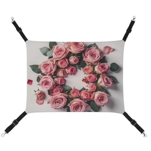 Atmungsaktive Haustier-Hängematte mit verstellbaren Riemen, Rosen im Kreis, bedruckt, wendbar, Katzenbett, Hundematten für kleine Kaninchen, Frettchen, Meerschweinchen, 42 x 33 cm Atmungsaktive Haustier-Hängematte mit verstellbaren Riemen, Rosen im Kreis, bedruckt, wendbar, Katzenbett, Hundematten für kleine Kaninchen, Frettchen, Meerschweinchen, 42 x 33 cm von RKJVB
