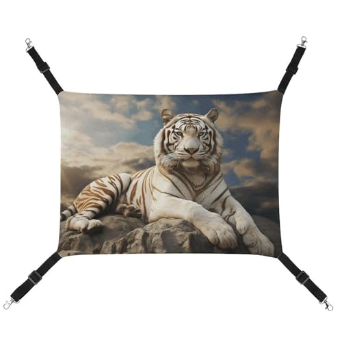 RKJVB Atmungsaktive Haustier-Hängematte mit verstellbaren Riemen, majestätischer Tiger, der auf einem Felsen ruht, bedruckt, wendbar, Katzenbett, Hundematten für kleine Kaninchen, Frettchen, RKJVB Atmungsaktive Haustier-Hängematte mit verstellbaren Riemen, majestätischer Tiger, der auf einem Felsen ruht, bedruckt, wendbar, Katzenbett, Hundematten für kleine Kaninchen, Frettchen, von RKJVB